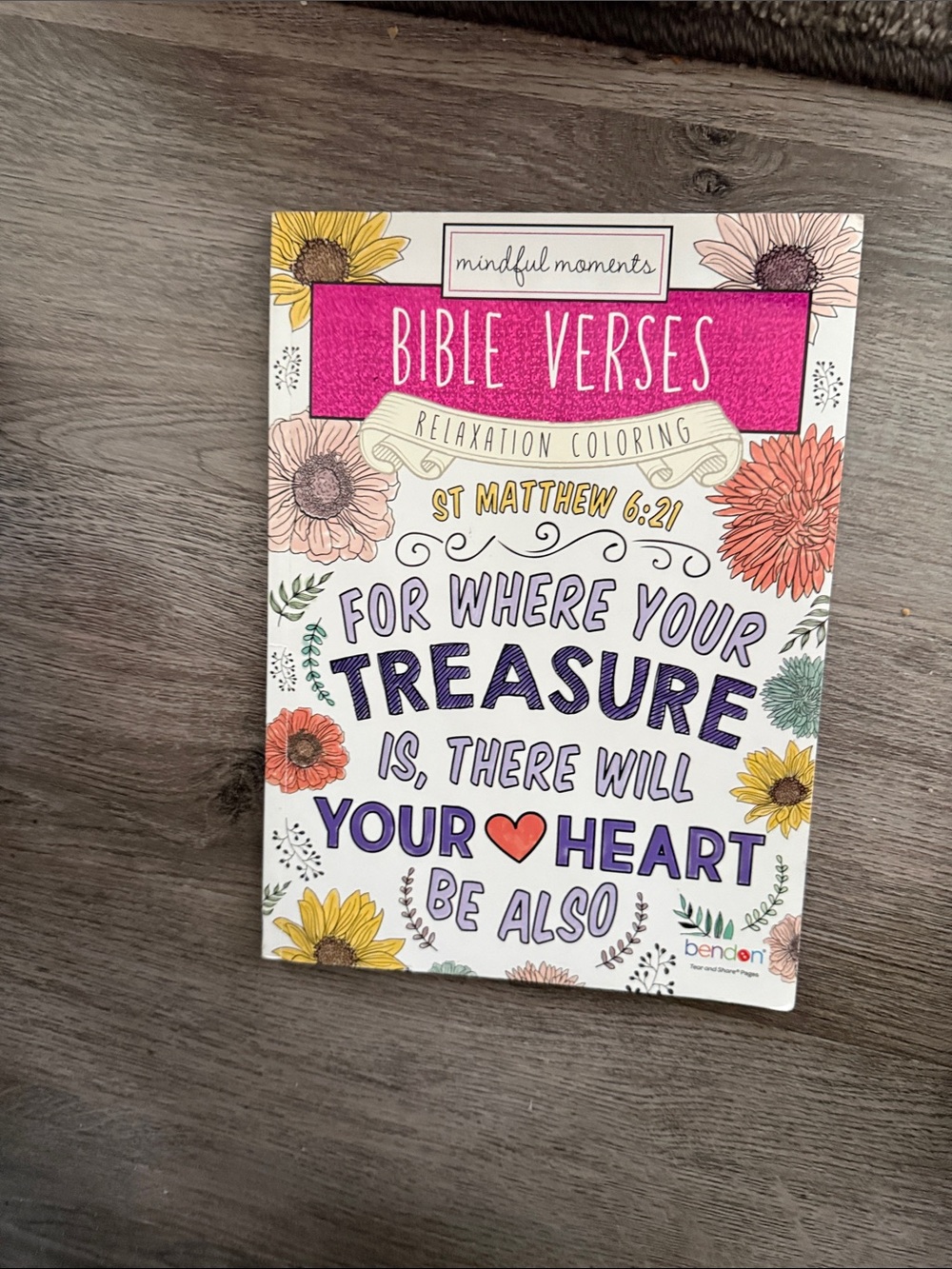 Bible Verses Relaxation Coloring Book - Floral Cover, Pink & Purple